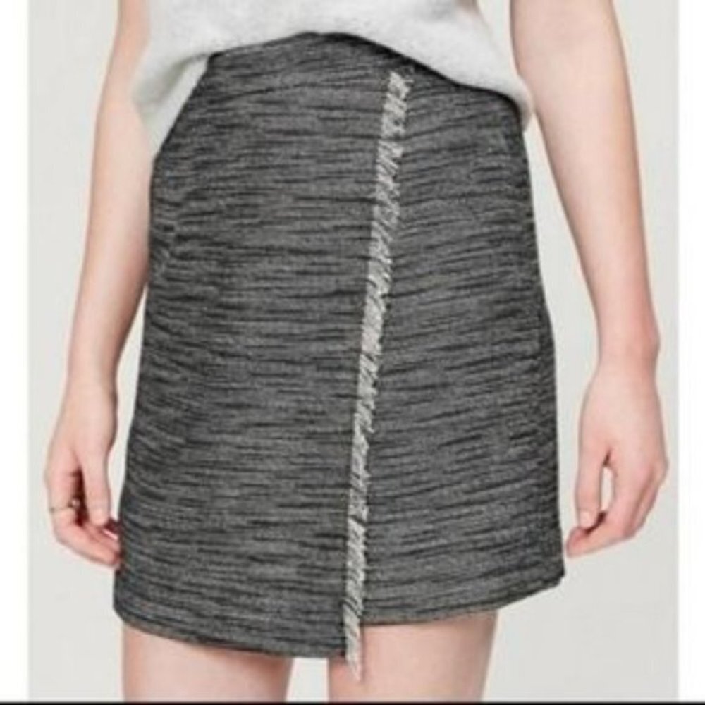 Ann Taylor Loft Black Heather Twill Skirt